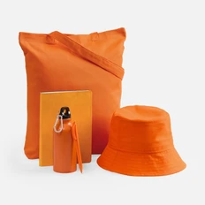 Набор Urban Summer: ежедневник недатированный, панама, бутылка для воды, холщовая сумка, ручка шариковая, оранжевый фото