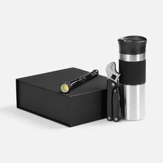 Набор Valoroso: мультитул, термостакан, телескопический фонарь с магнитом, черный фото