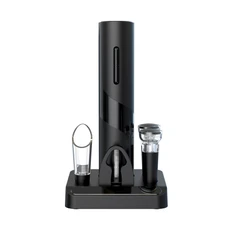 Набор винный «Бургундия»: электрический штопор, нож для фольги, вакуумная пробка, воронка-аэратор, черный фото