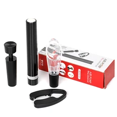 Набор винный «Лигурия»: нож для срезания фольги, карманный пневмоштопор, аэратор, вакуумная пробка, черный фото