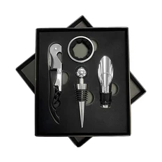 Набор винный «Пьемонт»: штопор, кольцо для срезания фольги, аэратор, пробка, черный / серый фото