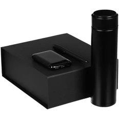 Набор VitalTrio: смарт-бутылка, внешний аккумулятор  5000 mAh, ручка шариковая, черный фото