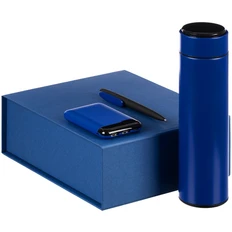 Набор VitalTrio: смарт-бутылка, внешний аккумулятор 5000 mAh, ручка шариковая, синий фото