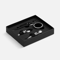 Набор винный Ambrosia, ver.2: нож, аэратор, кольцо-каплеуловитель, пробка, серебряный / черный фото