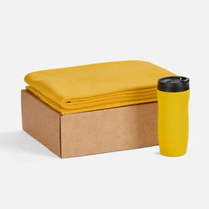 Набор Warm Form: плед флисовый и термостакан, желтый фото