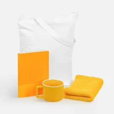 Набор Warm Vale: ежедневник недатированный, шарф, чашка, сумка, желтый фото