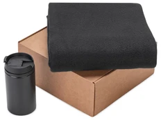 Набор Warmth: плед флисовый, термокружка, черный фото