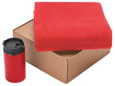 Набор Warmth: плед флисовый, термокружка, красный фото