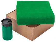 Набор Warmth: плед флисовый, термокружка, зеленый фото