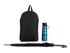 Набор Water Element: бутылка для воды, зонт, рюкзак, черный / синий фото