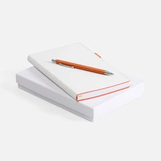 Набор White Shall: ежедневник недатированный, ручка шариковая, белый / оранжевый фото