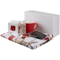 Набор Winter Wink: флисовый плед, кружка, елочный шар, чай, арахис, красный / белый фото