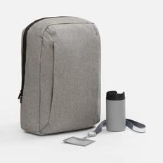 Набор Workeen: рюкзак, термостакан, лента для бейджа с ретрактором, чехол для карточки, серый фото
