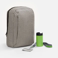 Набор Workeen: рюкзак, термостакан, лента для бейджа с ретрактором, чехол для карточки, зеленый фото