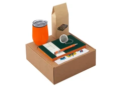 Набор Writea: ежедневник, ручка, термокружка, оранжевый / зеленый фото