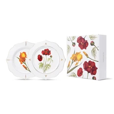 Набор из 2 фигурных блюд Farforite «Ирис и мак» Botanicum 28 см в подарочной коробке, оранжевый / красный / золотой фото