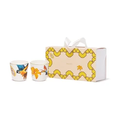 Набор из 2 кофейных стаканов Farforite «Амазония» 200 мл в подарочной коробке, оранжевый / синий фото