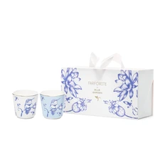 Набор из 2 кофейных стаканов Farforite Blue Garden 200 мл в подарочной коробке, голубой / белый / синий фото