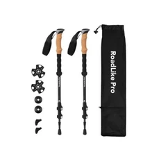 Набор из палок для скандинавской ходьбы RoadLike Carbon, черный фото