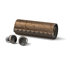 Наушники беспроводные внутриканальные затычки с зарядным кейсом футляром True Wireless Padmate PaMu Scroll T3 Rock'n'Roll, бронзовые фото