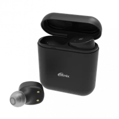 Наушники беспроводные внутриканальные затычки с зарядным кейсом футляром True Wireless Ritmix RH 807BTH, черные фото