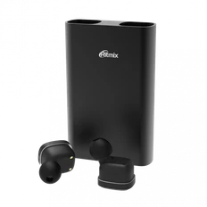 Наушники беспроводные внутриканальные затычки с зарядным кейсом футляром True Wireless Ritmix RH 810BTH PB, черные фото