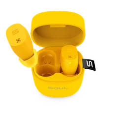 Наушники беспроводные внутриканальные затычки с зарядным кейсом футляром True Wireless Soul ST XX, желтые фото