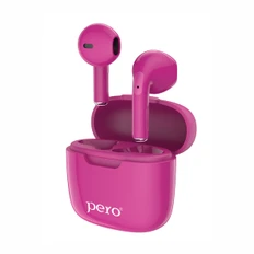 Наушники-вкладыши беспроводные True Wireless Pero TWS05 Colorful, бордовые фото