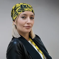 Образец снуда с сублимационной печатью и жаккардовым логотипом Custom Merch, желтый / черный фото