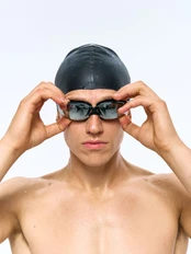 Очки для плавания зеркальные Underwater, черные фото