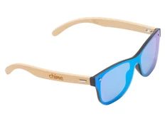 Очки солнцезащитные из бамбука с зеркальными линзами Rockwood Motion, бежевые / синие фото