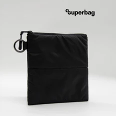 Органайзер для мелочей стеганый на молнии Superbag Bubble с креплением на кольцо-карабин, черный фото