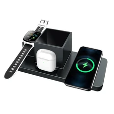 Органайзер настольный c беспроводной зарядкой Medow, 15W, черный фото