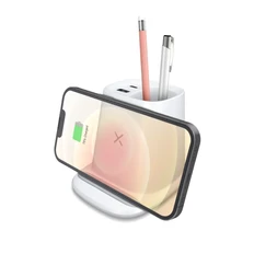 Органайзер настольный c беспроводной зарядкой, вентилятором и лампой Limerick, белый фото