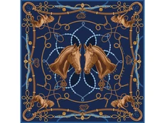 Платок «Конный клуб», синий / золотой фото