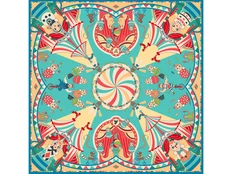 Платок «Русская неваляшка. Праздник», бирюзовый / бежевый фото