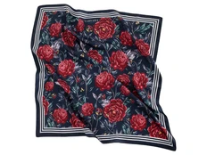 Платок «Русские сезоны», темно-синий / красный фото
