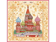 Платок Русские в моде «Собор Василия Блаженного», разноцветный фото