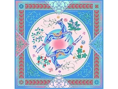 Платок «Северное сияние», голубой / розовый фото