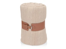 Плед акриловый Braid, бежевый/ коричневый фото