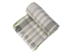 Плед хлопковый с бахромой Liner, серый / салатовый фото