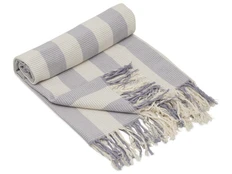 Плед из хлопка с бахромой Reglet, серый фото