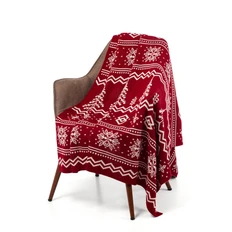 Плед Teplo Elnik, красный / белый фото