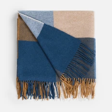 Плед Very Marque Fleco, синий / коричневый фото