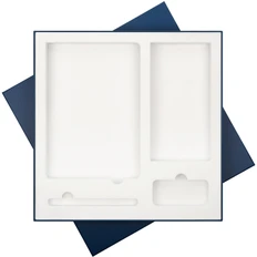 Подарочная коробка с ложементом для ежедневника, ручки и аккумулятора, синяя фото