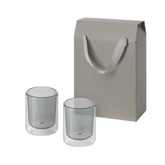 Набор подарочный Portobello Marlo: два стеклянных стакана в коробке-пакете, прозрачный / серый фото