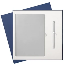 Набор подарочный Portobello Spark: ежедневник недатированный, ручка шариковая, синий / cерый фото