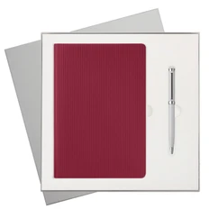 Подарочный набор Rain: ежедневник недатированный, ручка, красный / серый фото
