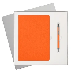 Подарочный набор Tweed: ежедневник недатированный, ручка, оранжевый / серый фото