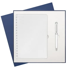 Подарочный набор Vista Neo: ежедневник недатированный, ручка, белый / синий фото